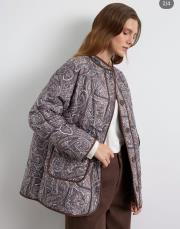 kadriye baştürk desenli kontras biyeli kapitone kahve