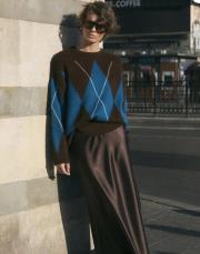 kadriye baştürk baklava desenli triko kazak kahve