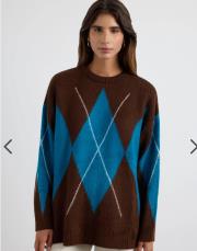 kadriye baştürk baklava desenli triko kazak kahve 2