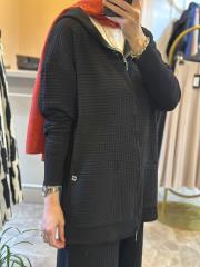 ghisa önü fermuarlı triko takım siyah 6