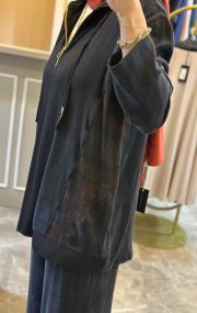 ghisa etnik desen detaylı ipek takım siyah 2