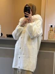 ghisa kürk detaylı kaban ekru