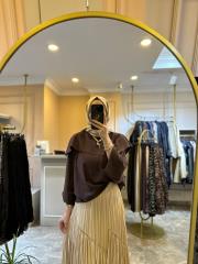 ghisa şal yaka detaylı triko kazak kahve 2