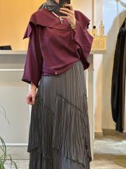 ghisa şal yaka detaylı triko kazak mürdüm 3