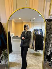 ghisa pullu bisiklet yaka gümüş ip geçişli ithal triko hırka siyah