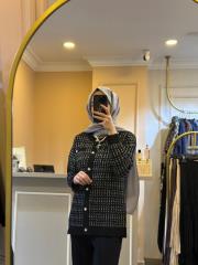 ghisa pullu bisiklet yaka gümüş ip geçişli ithal triko hırka siyah 2