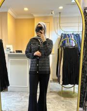 ghisa pullu bisiklet yaka gümüş ip geçişli ithal triko hırka siyah 5