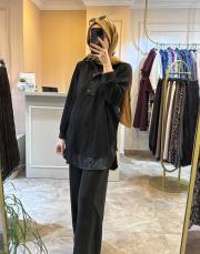 lissmore önü çıt çıt ve fermuar detaylı takım siyah