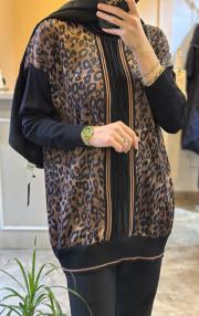 ghisa leopar desenli triko tunik kahve leopar 4