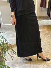 ceremony yün işlemeli triko etekli takım siyah 2