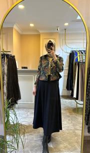 ghisa desenli etekli rahat takım lacivert