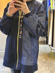 ghisa brokar kumaş mixli ceket lacivert 4