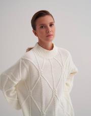 saç örgü triko kazak ekru