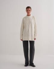 saç örgü triko kazak ekru 2