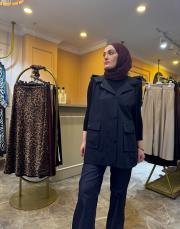 kapüşonlu spor yelek lacivert 2