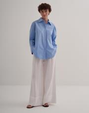 oversize koton gömlek mavi