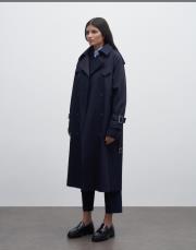 klasik koton trençkot lacivert 2